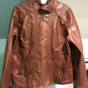 Ashley Stewart Plus Size Faux Leather Jacket 1X
